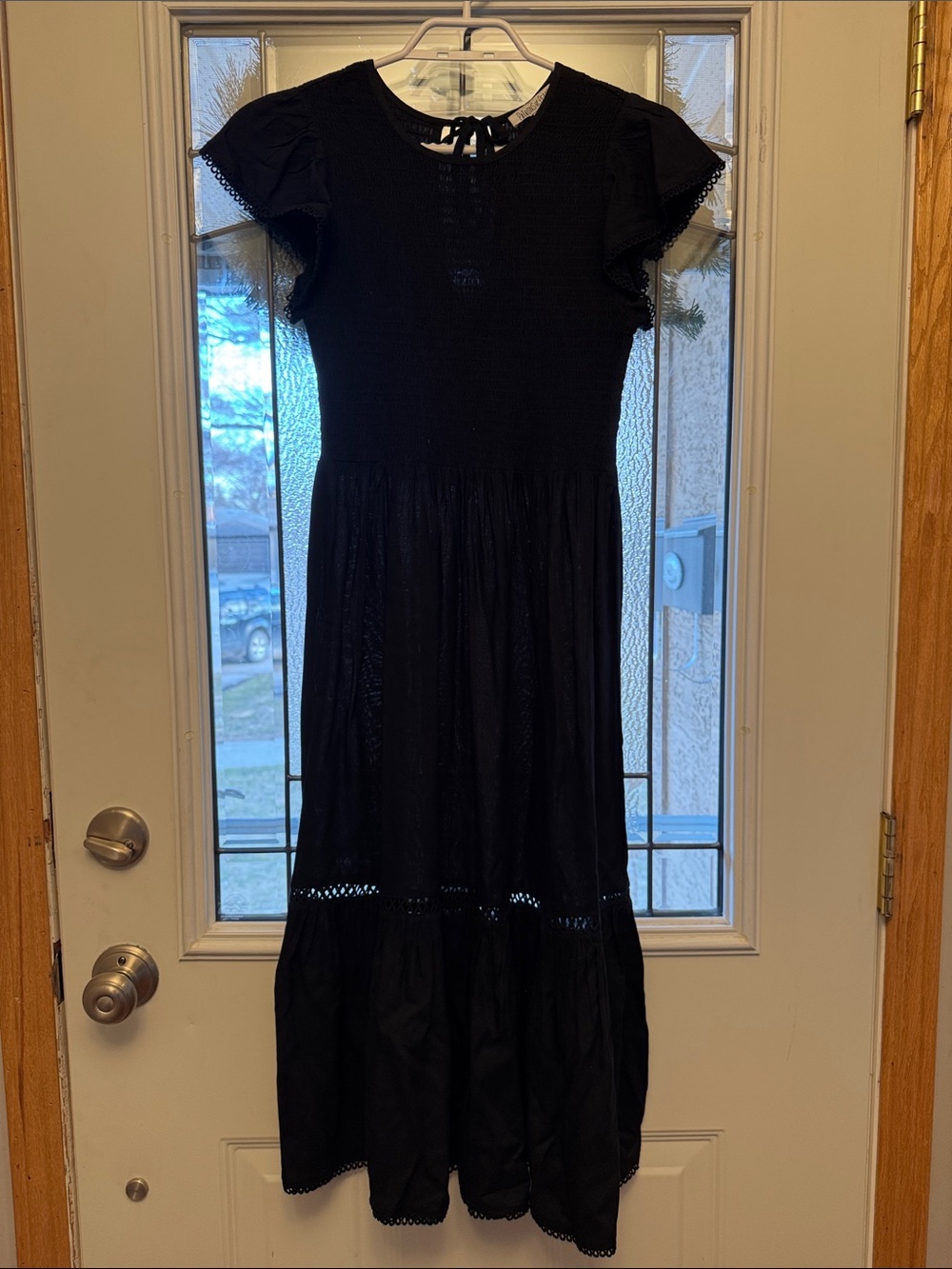 Patrons of Peace Black Smocked Bodice Tiered Maxi Dress